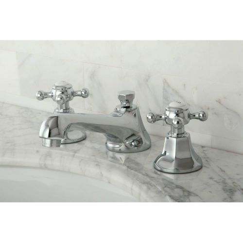  Kingston Brass KS4461BX Metropolitan Widespread Lavatory Faucet with Metal Cross Handle, Polished Chrome