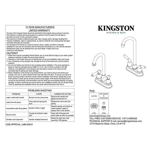  Kingston Brass KB8497NDL NuvoFusion 4 Centerset Bar Faucet, Brushed Brass