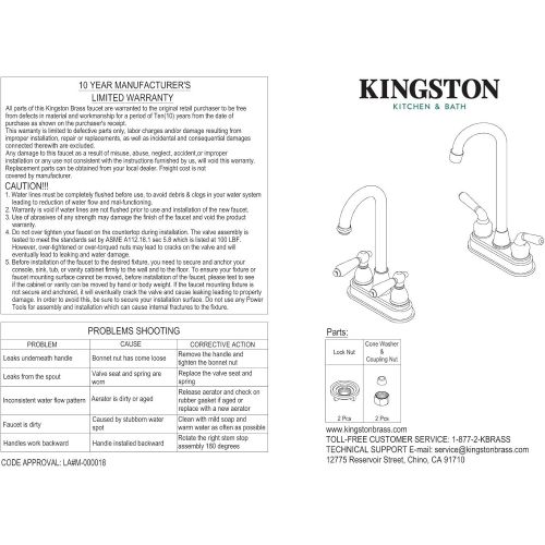  Kingston Brass KB8497NDL NuvoFusion 4 Centerset Bar Faucet, Brushed Brass