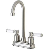 Kingston Brass FB498DPL Paris 4-Inch Center Set High-Arch Bar Faucet, Brushed Nickel