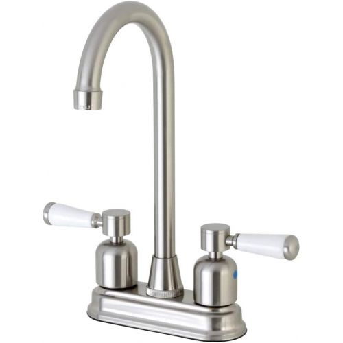  Kingston Brass FB498DPL Paris 4-Inch Center Set High-Arch Bar Faucet, Brushed Nickel