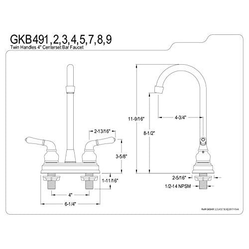  Kingston Brass GKB498 Magellan 4-inch Bar Faucet, Brushed Nickel