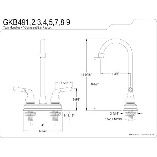  Kingston Brass GKB498 Magellan 4-inch Bar Faucet, Brushed Nickel