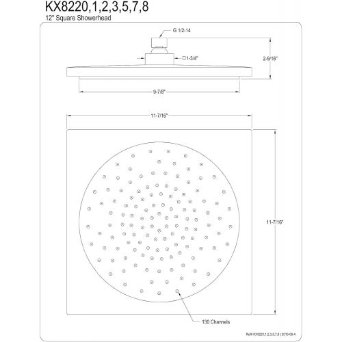  Kingston Brass KX8228 Designer Trimscape ABS Square 12 x 12 Shower Head, Satin Nickel