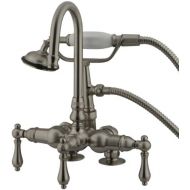 Kingston Brass CC13T2 Vintage Leg Tub Filler with Hand Shower and 2-Inch Risers, Polished Brass