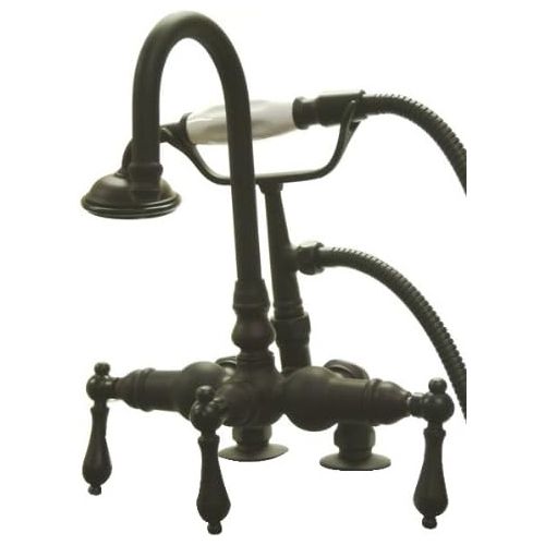  Kingston Brass CC13T2 Vintage Leg Tub Filler with Hand Shower and 2-Inch Risers, Polished Brass