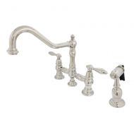 Kingston Brass KS3276ALBS Restoration Bridge Kitchen Faucet with Side Sprayer Polished Nickel