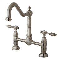 Kingston Brass KS1178TAL 8 Centerset Kitchen Faucet Less Sprayer and 8 3/4 in Spout Reach, Brushed Nickel