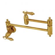 Kingston Brass KS3107BAL Heirloom Wall Mount Pot Filler Kitchen Faucet 13 Length Satin Brass