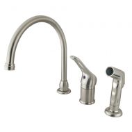 Kingston Brass KB818 Wyndham Single Loop Handle Kitchen Faucet with Sprayer without Soap Dispenser, 9, Chrome