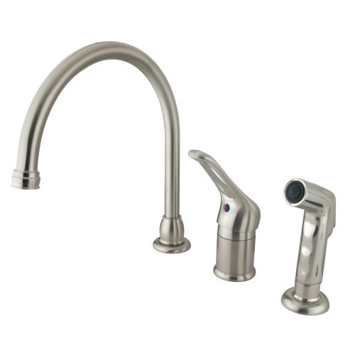  Kingston Brass KB818 Wyndham Single Loop Handle Kitchen Faucet with Sprayer without Soap Dispenser, 9, Chrome