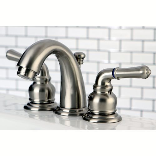  Kingston Brass KB918 Magellan II Mini Widespread Lavatory Faucet with Brass Pop-Up, Brushed Nickel