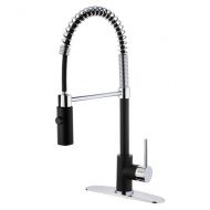 Kingston Brass LS8777DL Concord Single Handle Kitchen Faucet with Pull-Down Sprayer Matte Black/Polished Chrome