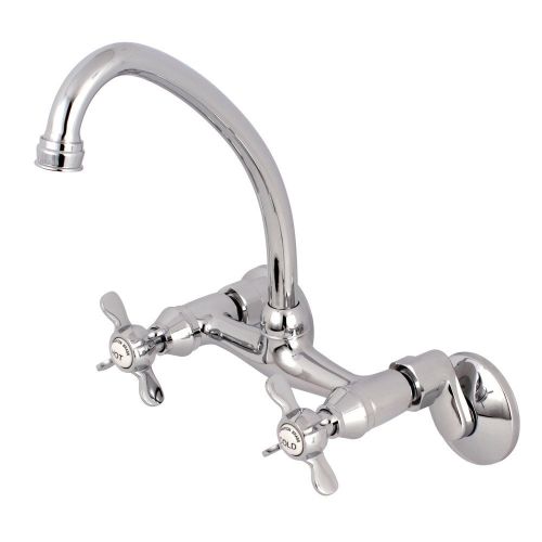  Kingston Brass KS114C Essex 6-Inch Adjustable Center Wall Mount Kitchen Faucet Polished Chrome