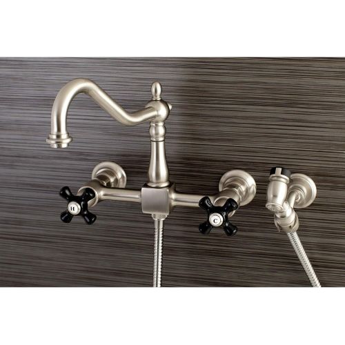  Kingston Brass KS1245PKXBS Duchess Wall Mount 8-inch Centerset Kitchen Faucet with Brass Sprayer, 8-1/2, Oil Rubbed Bronze