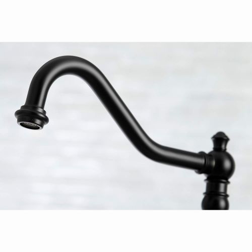  Kingston Brass KS3270AXBS Restoration 8-Inch Bridge Kitchen Faucet with Sprayer Matte Black