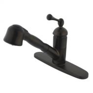 Kingston Brass KS3895BL Vintage 8 single Handle Pull Out Kitchen Faucet with Ceramic Cartridge, Oil Rubbed Bronze