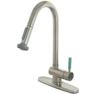 Kingston Brass GS8888DGL Green Eden Single Lever Handle Kitchen Faucet with Pull-Down Sprayer, Satin Nickel, 8-1/4 Spout Reach