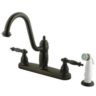 Kingston Brass KB7115TL Templeton 8-Inch Kitchen Faucet with White Sprayer, Oil Rubbed Bronze