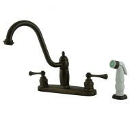 Kingston Brass KB1115BL Heritage 8-Inch Twin Handle Kitchen Faucet with Plastic Sprayer Oil Rubbed Bronze