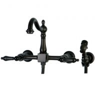 Kingston Brass KS1265ALBS Heritage Wall Mount Kitchen Faucet with Brass Sprayer Oil Rubbed Bronze