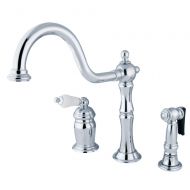 Kingston Brass KS1811PLBS Heritage Deck Mount Kitchen Faucet with Brs Spr Polished Chrome