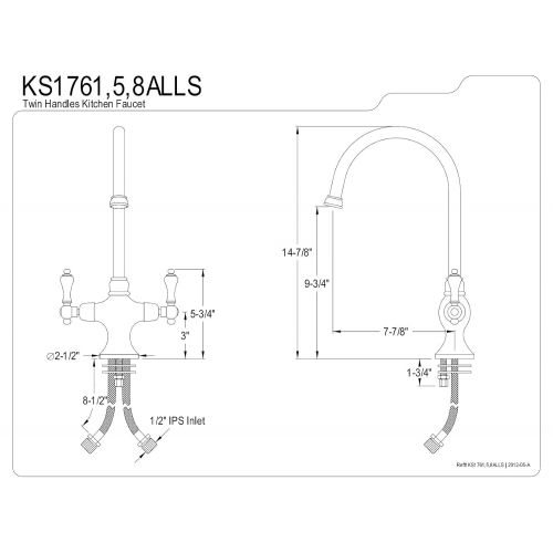  Kingston Brass KS1761ALLS Vintage Kitchen Faucet without Sprayer, Polished Chrome