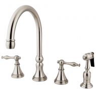 Kingston Brass KS2798NLBS Naples Deck Mount Kitchen Faucet with Brass Sprayer, 8-1/4-Inch, Brushed Nickel