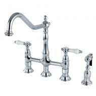 Kingston Brass KS1271BPLBS Bel Air 8-inch Centerset Kitchen Faucet with Brass Sprayer 8-3/4 In Spout Reach Chrome