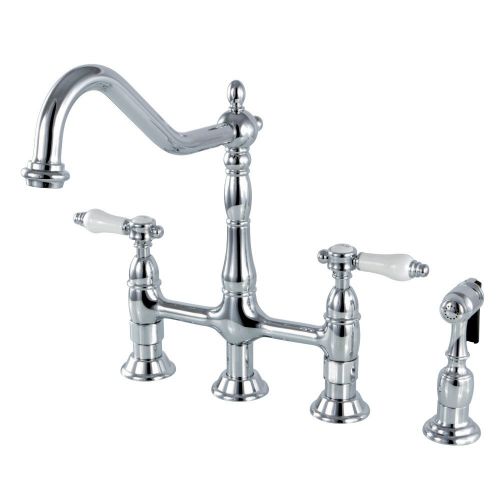  Kingston Brass KS1271BPLBS Bel Air 8-inch Centerset Kitchen Faucet with Brass Sprayer 8-3/4 In Spout Reach Chrome