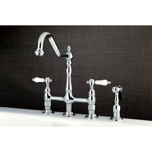  Kingston Brass KS1271BPLBS Bel Air 8-inch Centerset Kitchen Faucet with Brass Sprayer 8-3/4 In Spout Reach Chrome