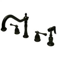 Kingston Brass KB7795BLBS English Country 8-Inch Widespread Kitchen Faucet with Brass Sprayer, Oil Rubbed Bronze