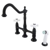 Kingston Brass KS1275PX Heritage 8 Kitchen Faucet with White Plastic Sprayer, Oil Rubbed Bronze, 8-3/4 Spout Reach