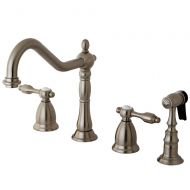 Kingston Brass KS1798TALBS Tudor Widespread Kitchen Faucet With Brass Sprayer, Brushed Nickel, 8-1/2 inch in Spout Reach, Brushed Nickel