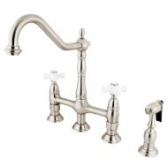 Kingston Brass KS1278PXBS Heritage Kitchen Faucet with Brass Sprayer, 8-3/4-Inch, Brushed Nickel