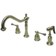 Kingston Brass KB7798BLBS English Country 8-Inch Widespread Kitchen Faucet with Brass Sprayer, Brushed Nickel