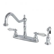 Kingston Brass KB1751WLLBS 8 Centerset Kitchen Faucet with Brass Sprayer, 8-5/8 in Spout Reach, Chrome