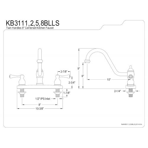  Kingston Brass KB3118BLLS Vintage 8 Lever Handle Kitchen Faucet Without Sprayer, Brushed Nickel