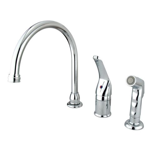  Kingston Brass KB821 Chatham Single Lever Handle Kitchen Faucet with Sprayer without Soap Dispenser, 9-Inch, Polished Chrome