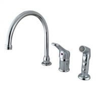 Kingston Brass KB811 Widespread Kitchen Faucet with Sprayer, Polished Chrome, 9 Spout Reach