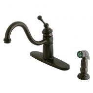 Kingston Brass KB1575BLSP Mono Deck Mount Kitchen Faucet with Sprayer, 9-1/8 inch in Spout Reach, Oil Rubbed Bronze