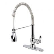 Kingston Brass Gourmetier GS8891ACL American Classic Low Lead Compliant Single Handle Pull-Down Kitchen Faucet with Deck Plate, Polished Chrome