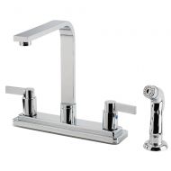 Kingston Brass KB8791NDLSP Nuvofusion Euro High Rise Spout Kitchen Faucet with Sprayer, Polished Chrome