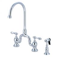 Kingston Brass KS7791ALBS English Country Kitchen Faucet with Brass Sprayer, Polished Chrome