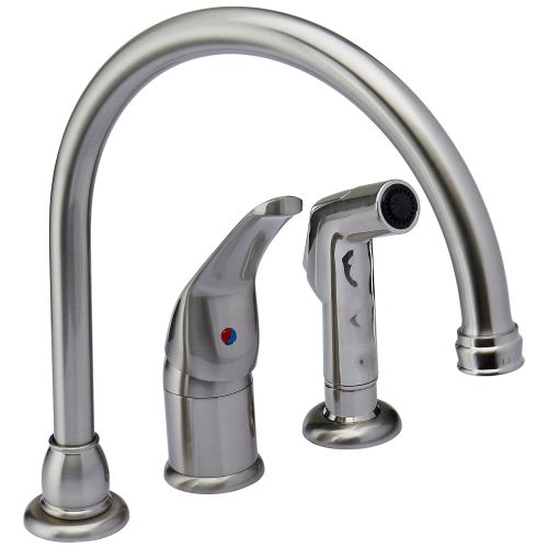  Kingston Brass KB828K8 Chatham single Lever Handle Kitchen Faucet with Sprayer & Soap Dispenser, Brushed Nickel