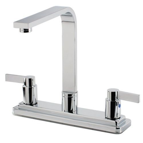  Kingston Brass KB8791NDLLS Nuvofusion Euro High Rise Spout Kitchen Faucet without Sprayer, Polished Chrome