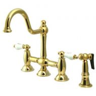 Kingston Brass KS3792PLBS Restoration 8-Inch Center Kitchen Faucet with Brass Sprayer 9, Polished