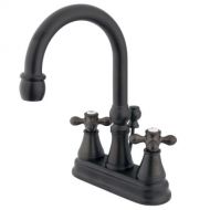 Kingston Brass KS2615AX Governor 4-Inch Centerset Lavatory Faucet with Brass Pop-Up with Metal Cross Handle, Oil Rubbed Bronze