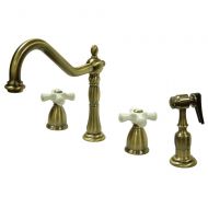 Kingston Brass KB1793PXBS Heritage Kitchen Faucet with Sprayer, 8-1/4, Brass/Antique Brass