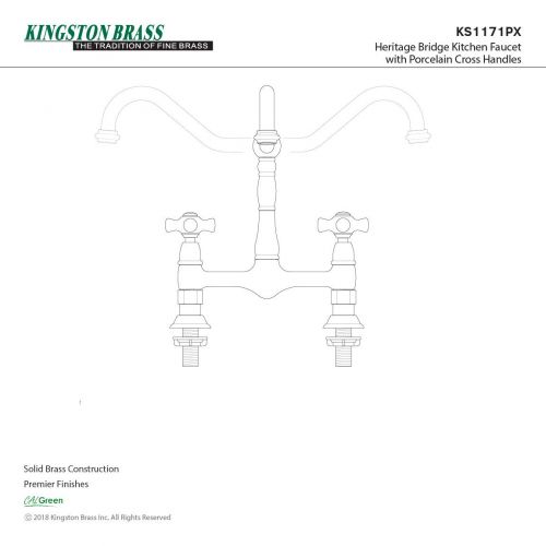  Kingston Brass KS1171PX Heritage Kitchen Faucet without Sprayer, 8-1/2, Brass/Antique Brass